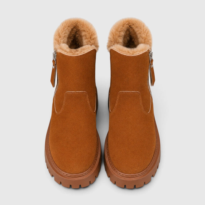 Women's Stylish Suede Ankle Boots with Faux Fur Lining