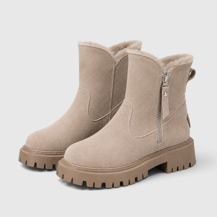 Women's Stylish Suede Ankle Boots with Faux Fur Lining