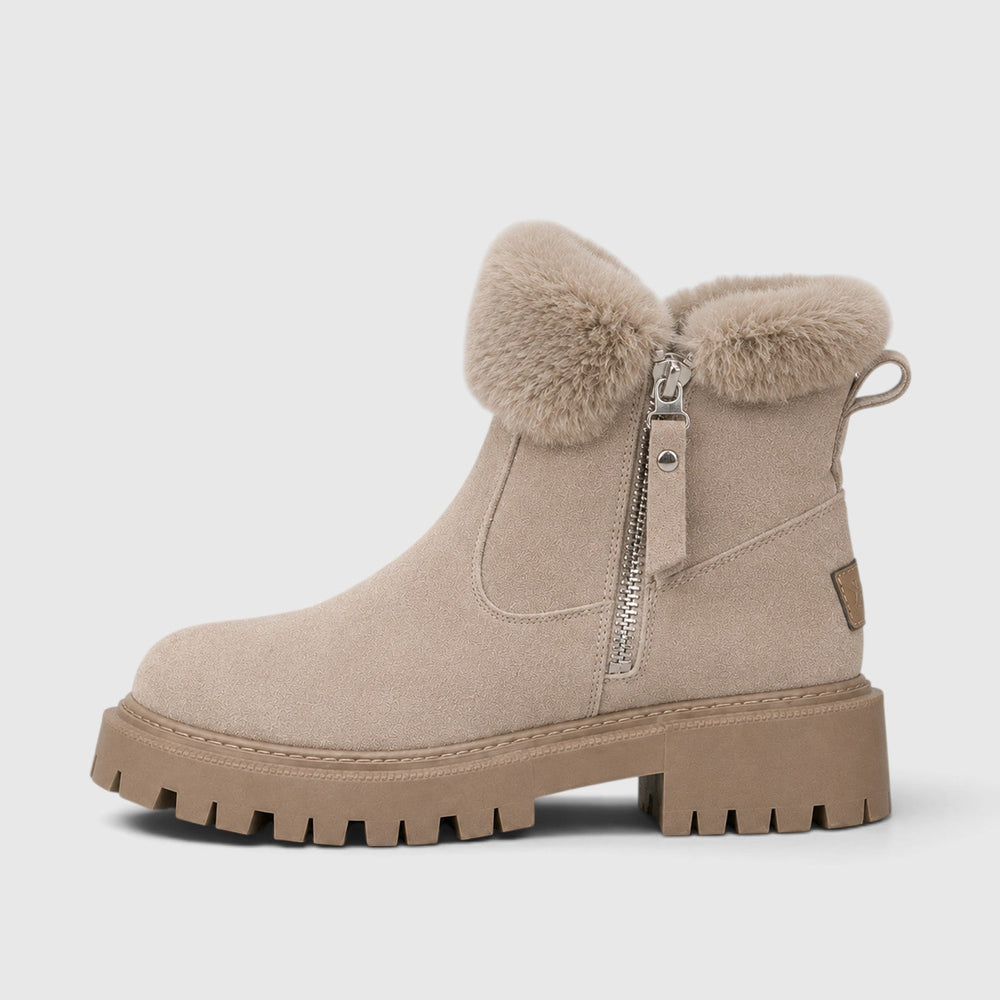 Women's Stylish Suede Ankle Boots with Faux Fur Lining