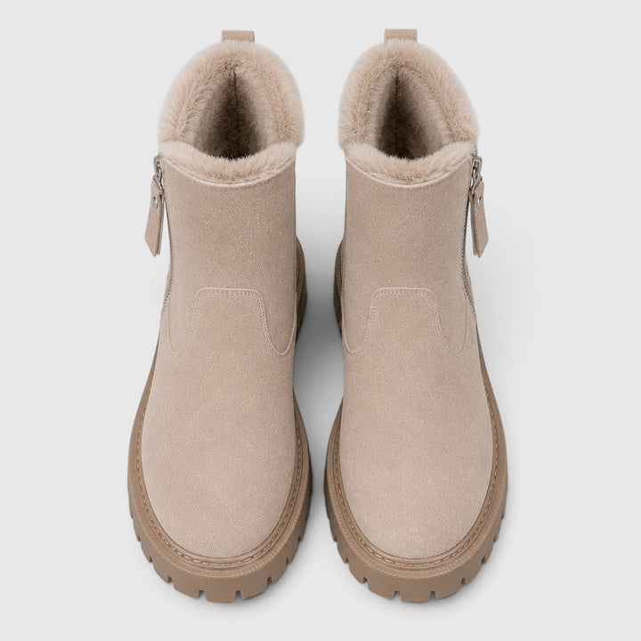 Women's Stylish Suede Ankle Boots with Faux Fur Lining