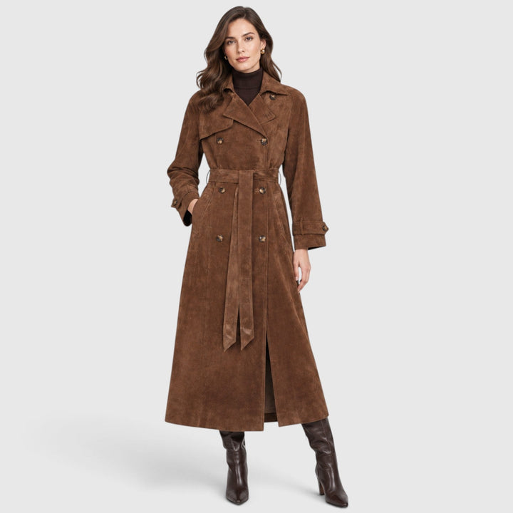 Women's Classic Suede Effect Trench Coat