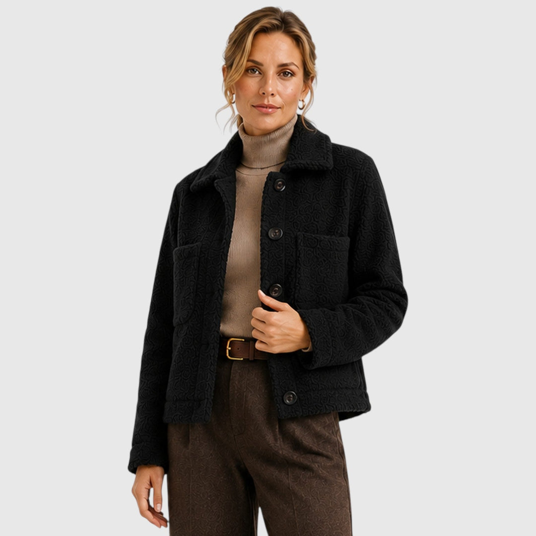 Women's Classic Textured Knit Blazer Jacket with Pockets