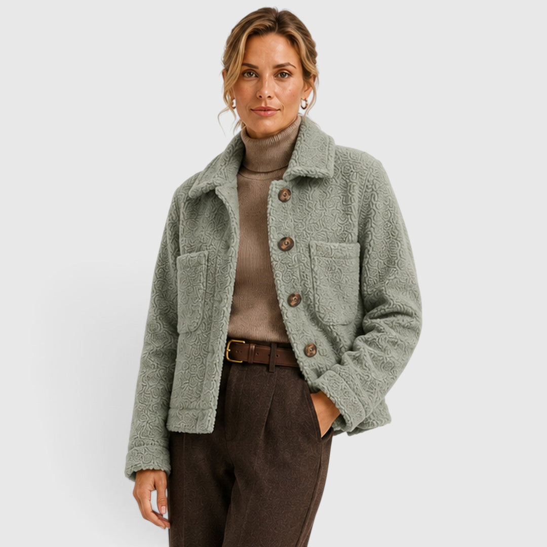 Women's Classic Textured Knit Blazer Jacket with Pockets