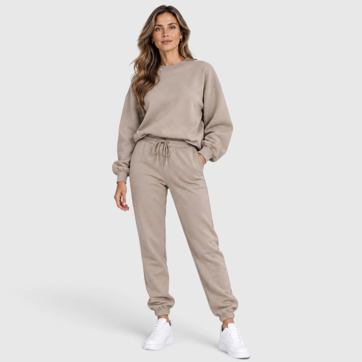 Women's Casual Cotton Blend Sweatshirt Set with Drawstring Pants