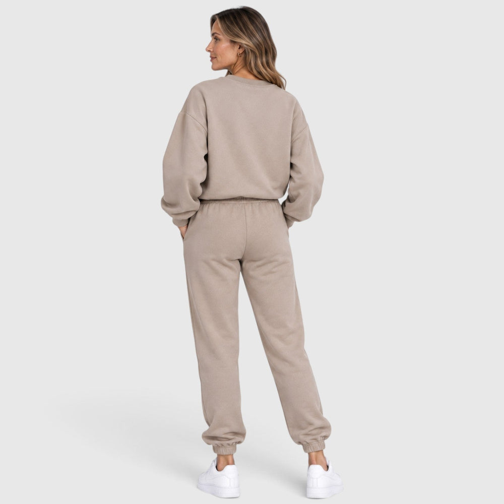 Women's Casual Cotton Blend Sweatshirt Set with Drawstring Pants