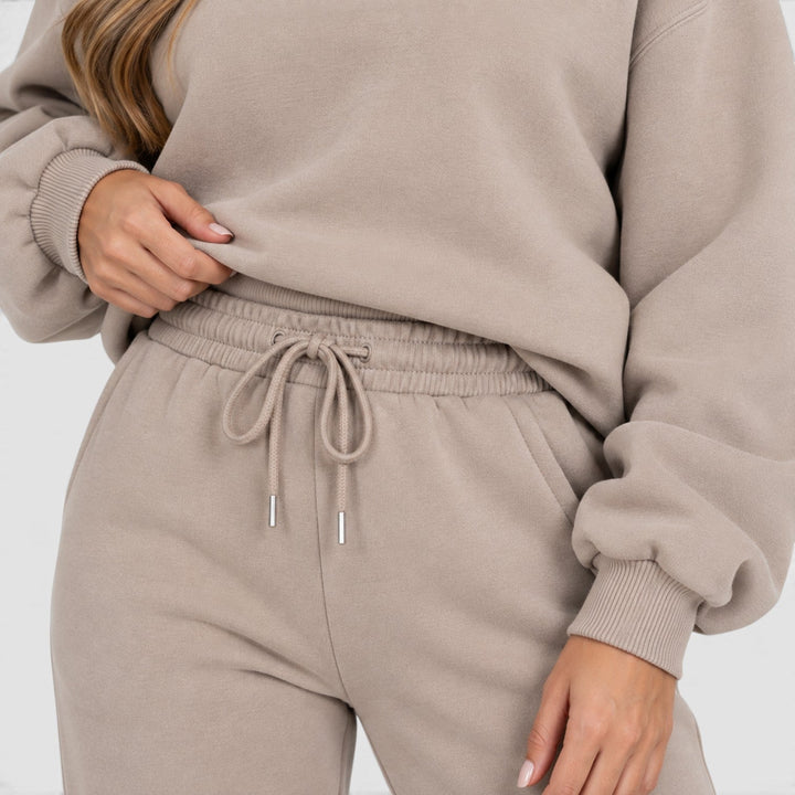 Women's Casual Cotton Blend Sweatshirt Set with Drawstring Pants