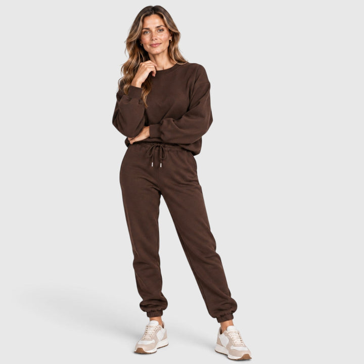 Women's Casual Cotton Blend Sweatshirt Set with Drawstring Pants