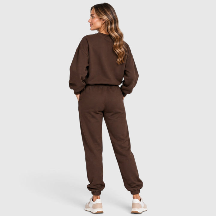 Women's Casual Cotton Blend Sweatshirt Set with Drawstring Pants
