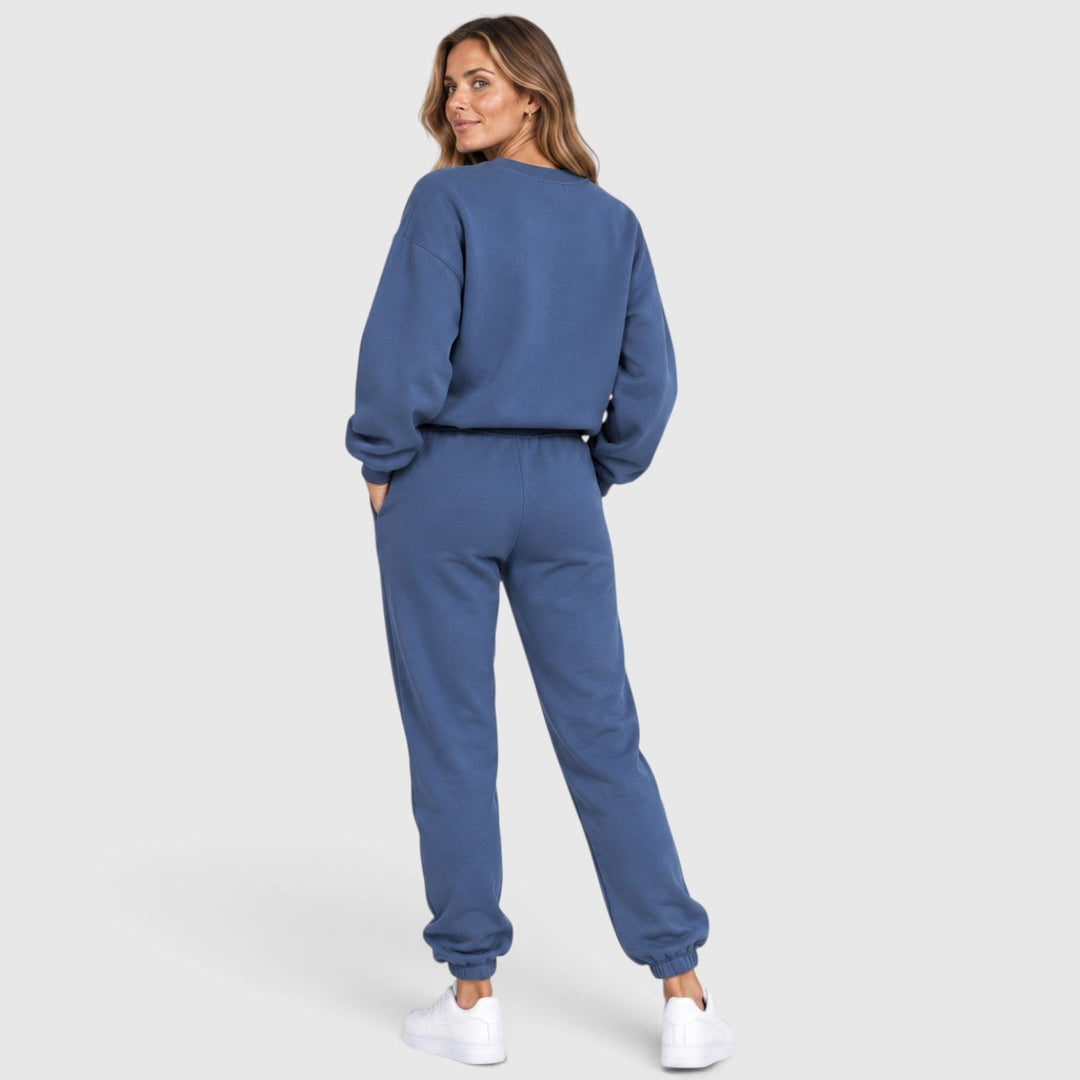 Women's Casual Cotton Blend Sweatshirt Set with Drawstring Pants
