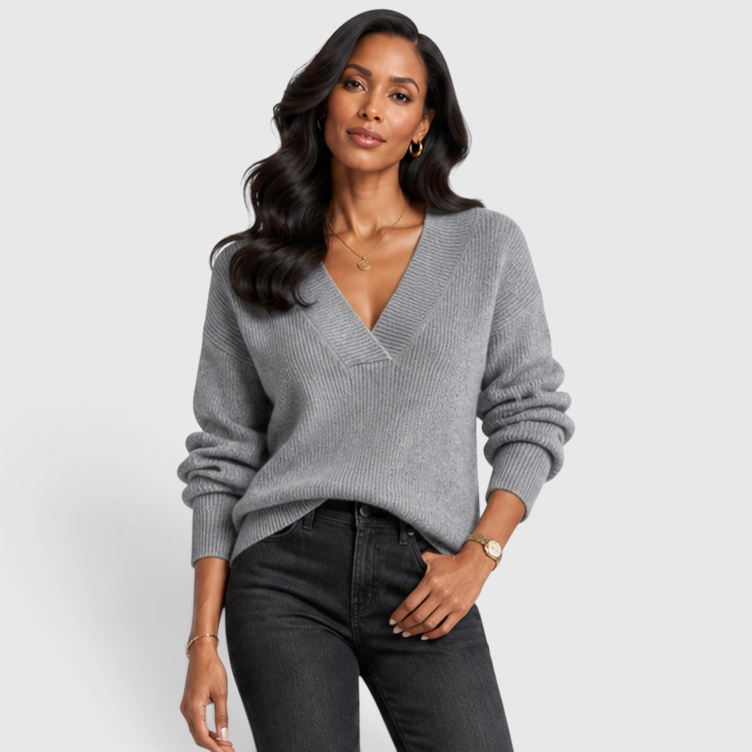 Women's Classic V-Neck Knit Jumper
