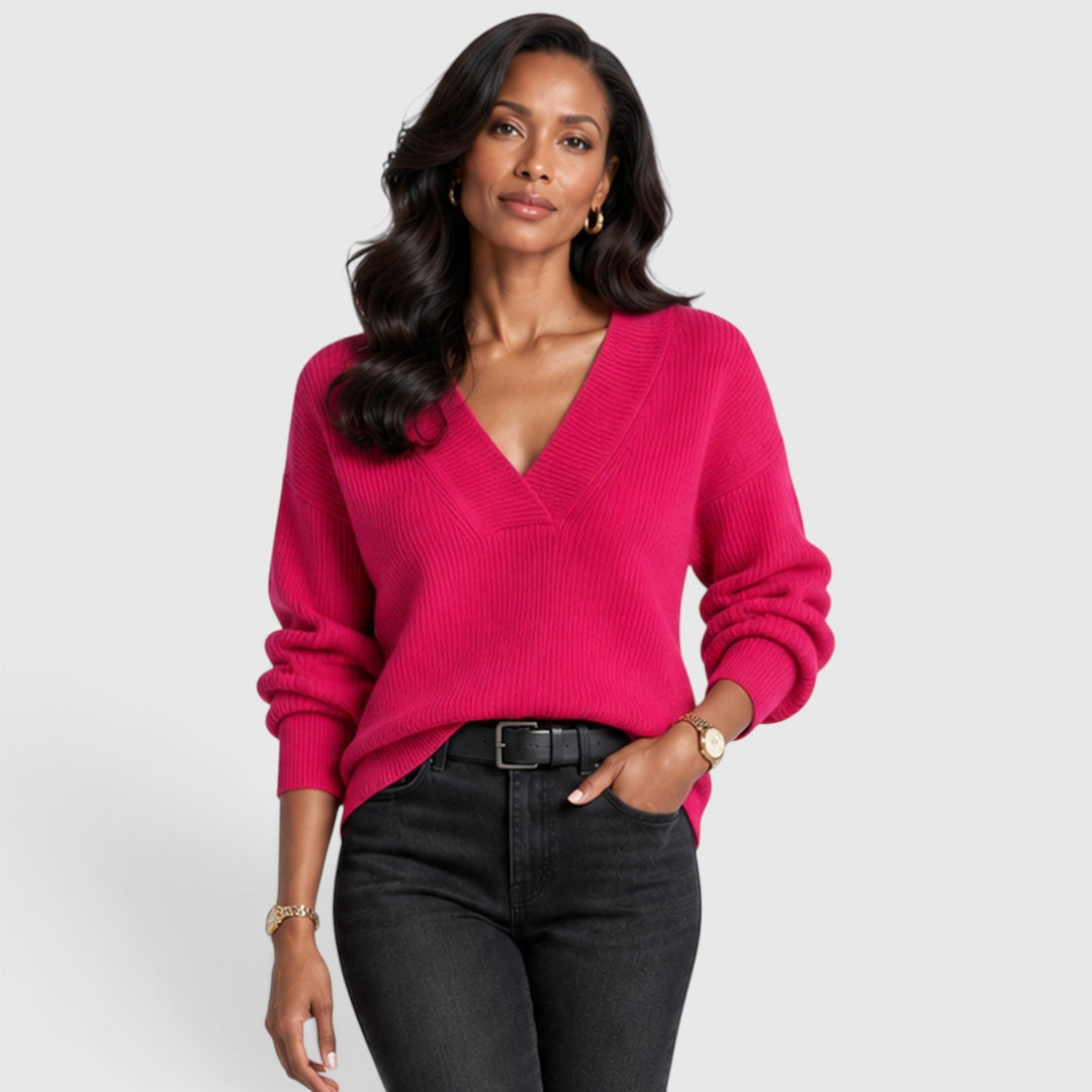 Women's Classic V-Neck Knit Jumper