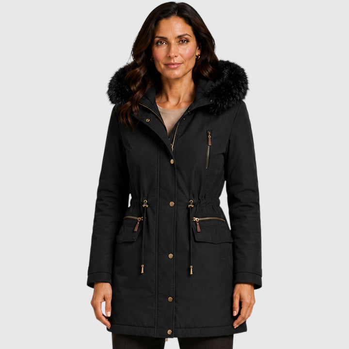 Women's Warm Hooded Zip Front Jacket with Pockets