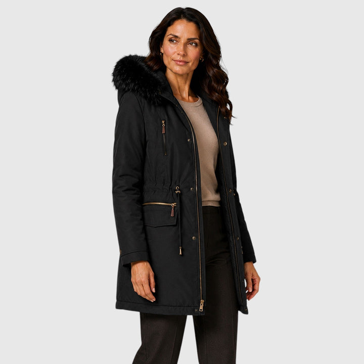 Women's Warm Hooded Zip Front Jacket with Pockets