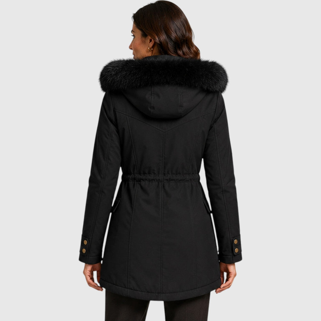 Women's Warm Hooded Zip Front Jacket with Pockets