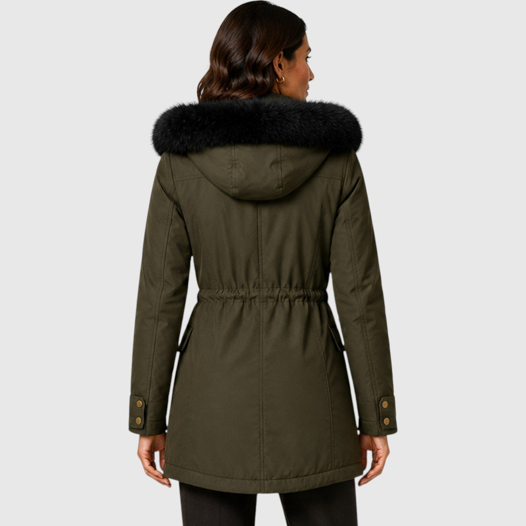 Women's Warm Hooded Zip Front Jacket with Pockets