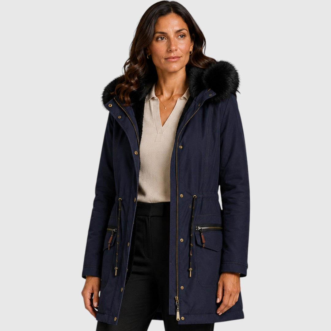 Women's Warm Hooded Zip Front Jacket with Pockets