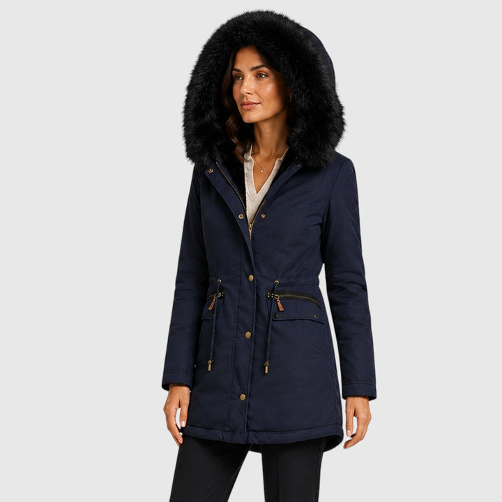 Women's Warm Hooded Zip Front Jacket with Pockets
