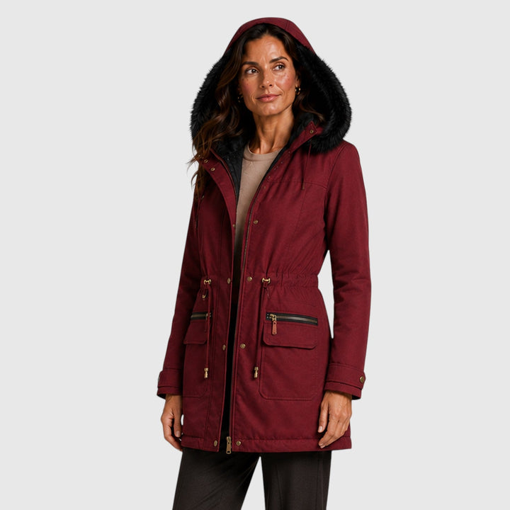 Women's Warm Hooded Zip Front Jacket with Pockets
