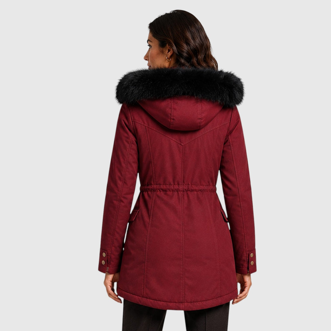 Women's Warm Hooded Zip Front Jacket with Pockets