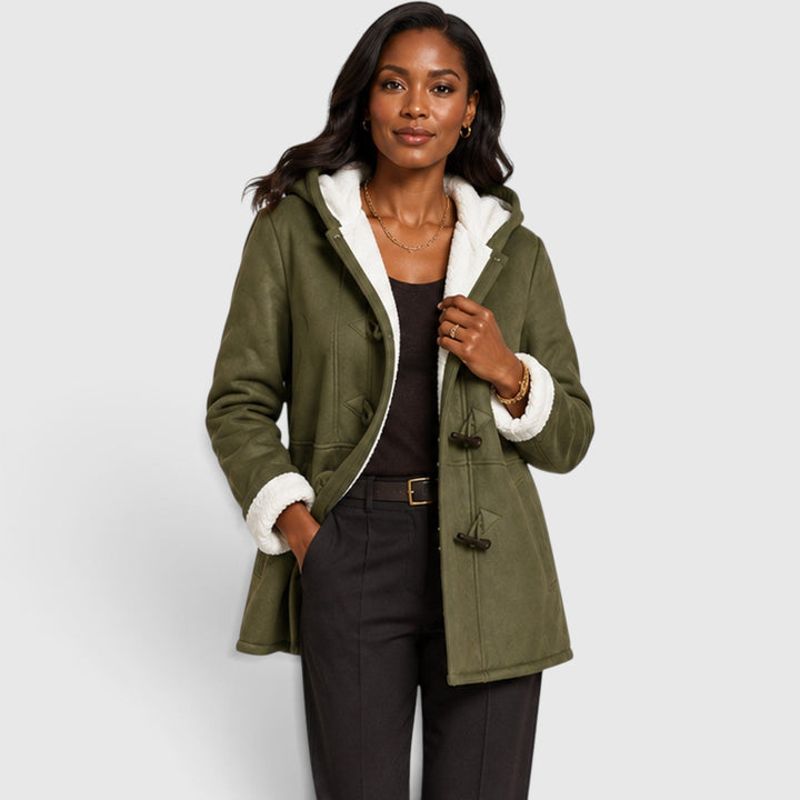 Women's Warm Sherpa Lined Toggle Hooded Winter Coat