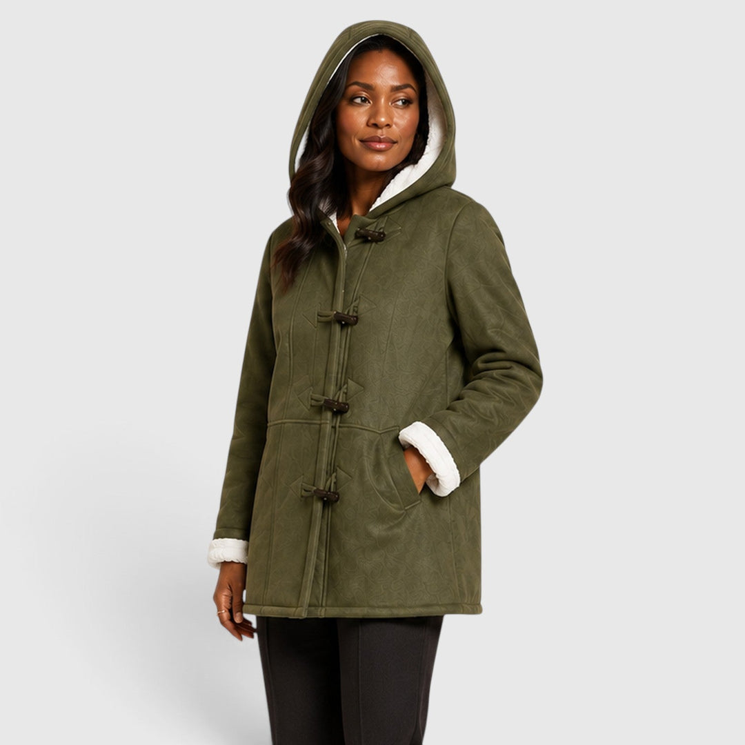 Women's Warm Sherpa Lined Toggle Hooded Winter Coat