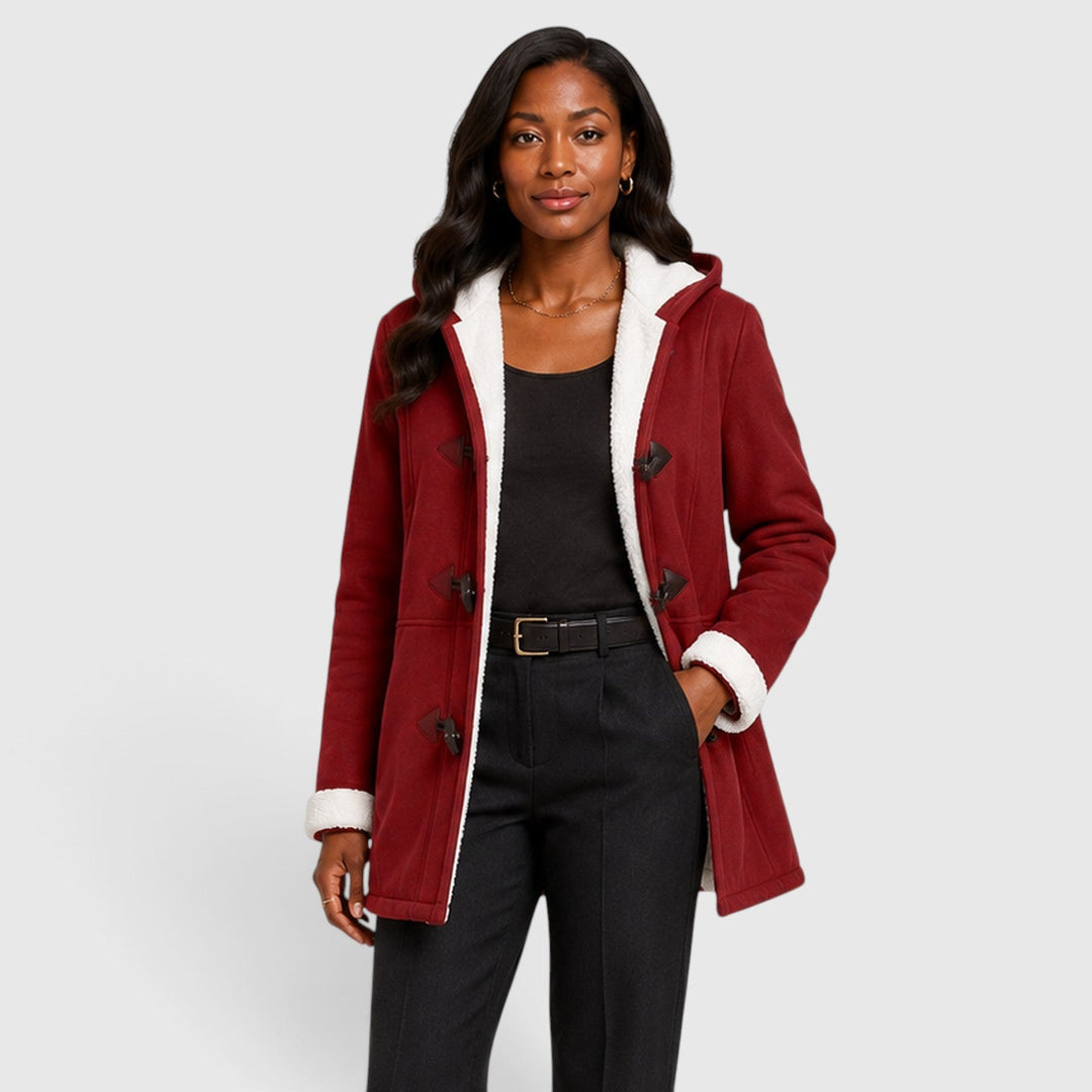 Women's Warm Sherpa Lined Toggle Hooded Winter Coat