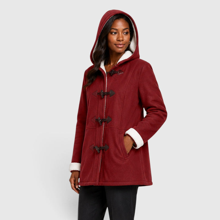 Women's Warm Sherpa Lined Toggle Hooded Winter Coat