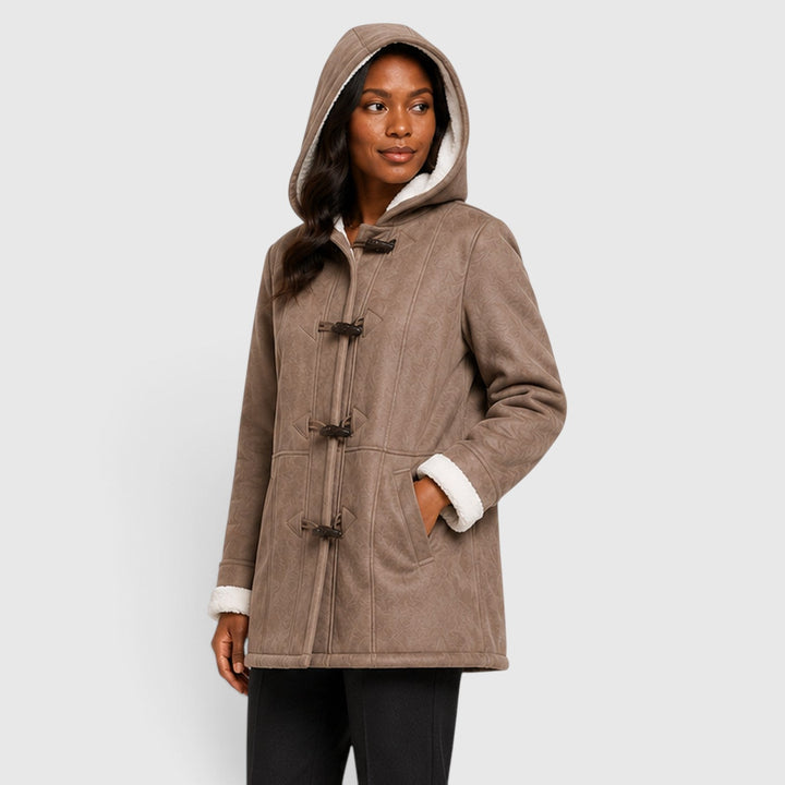 Women's Warm Sherpa Lined Toggle Hooded Winter Coat