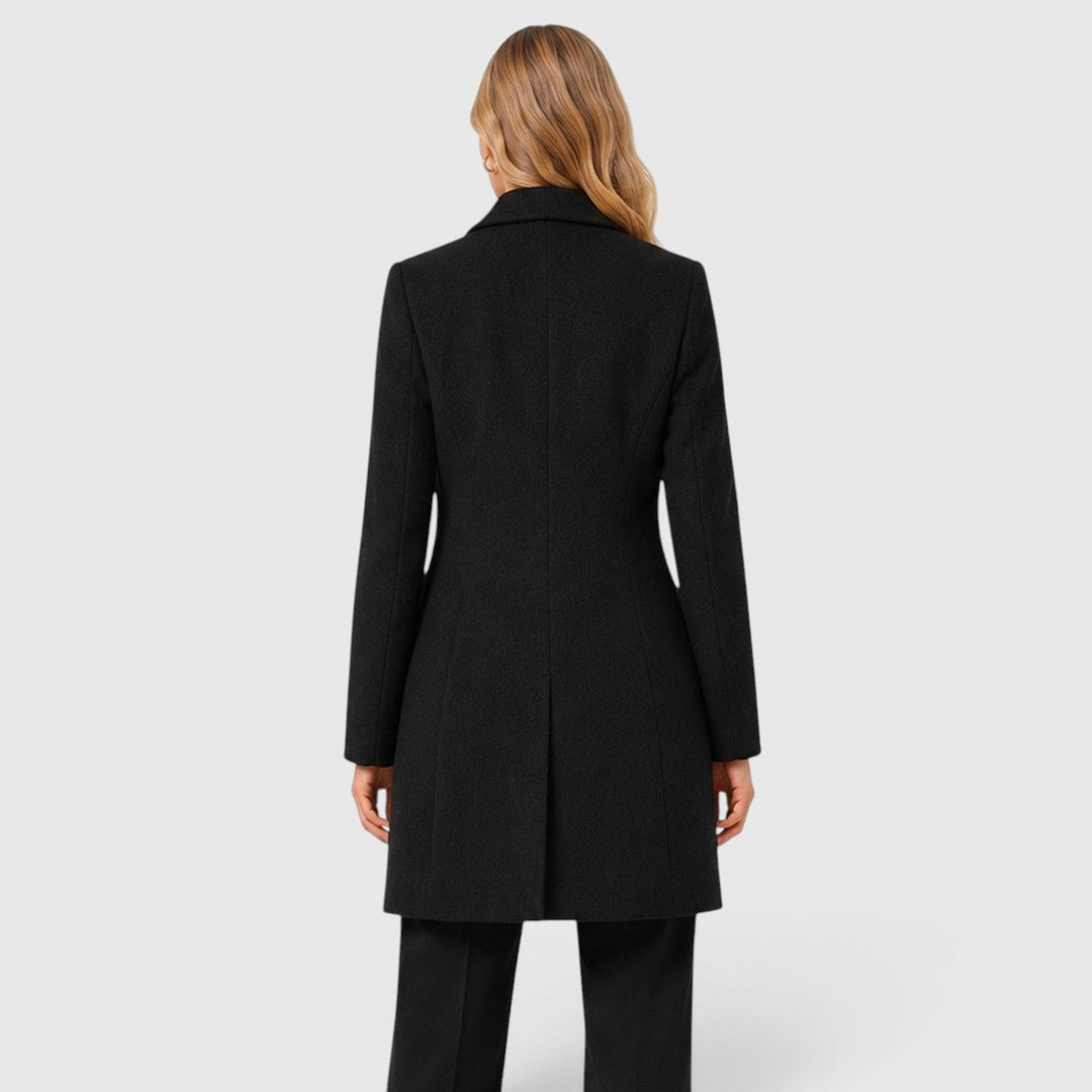 Women's Classic Wool Blend Tailored Fit Winter Coat with Lapel