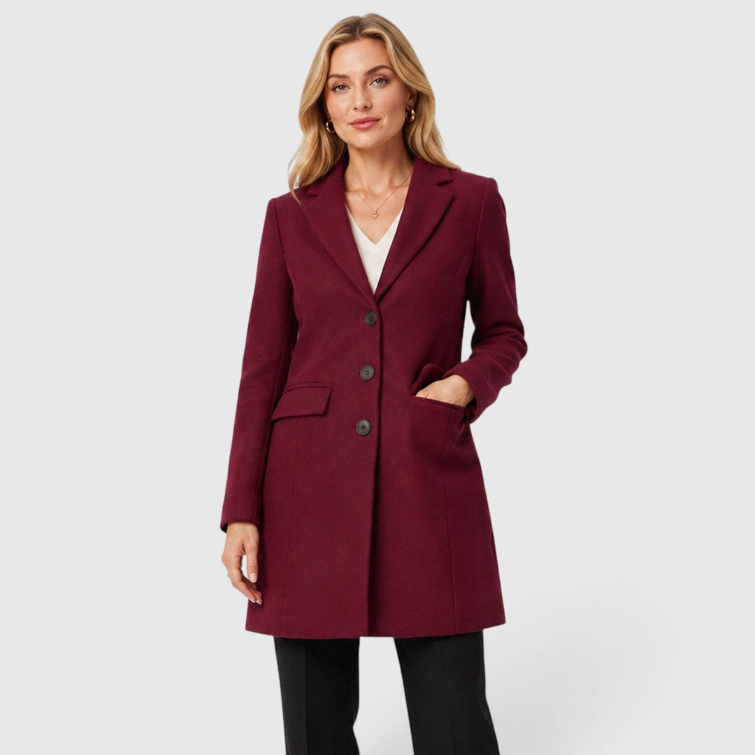 Women's Classic Wool Blend Tailored Fit Winter Coat with Lapel