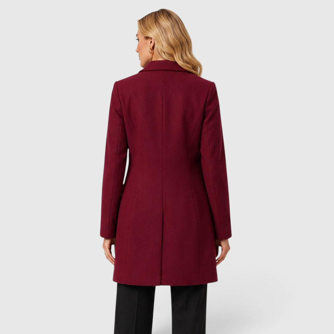 Women's Classic Wool Blend Tailored Fit Winter Coat with Lapel
