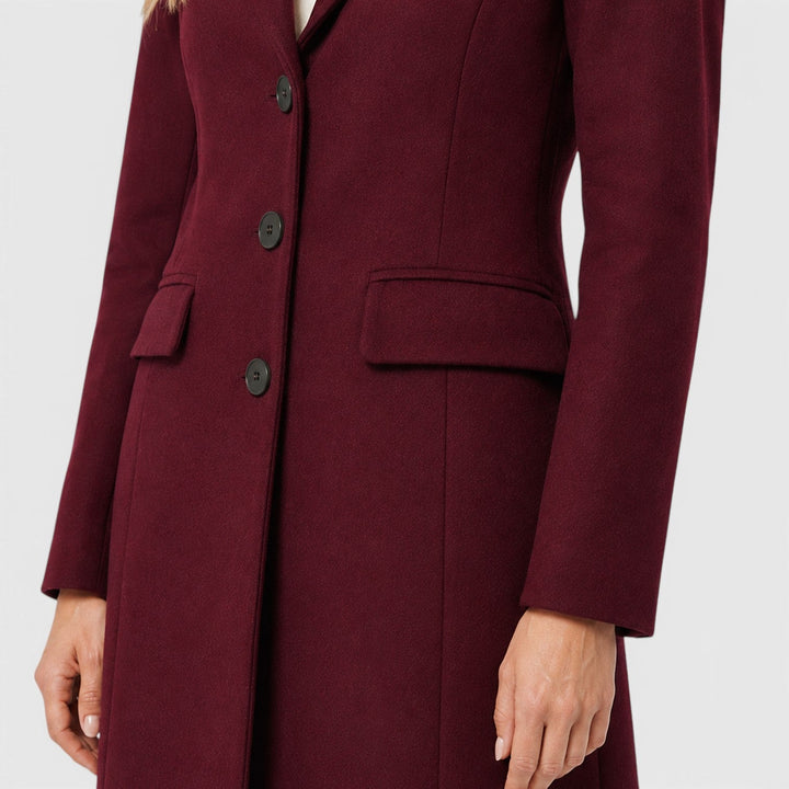 Women's Classic Wool Blend Tailored Fit Winter Coat with Lapel