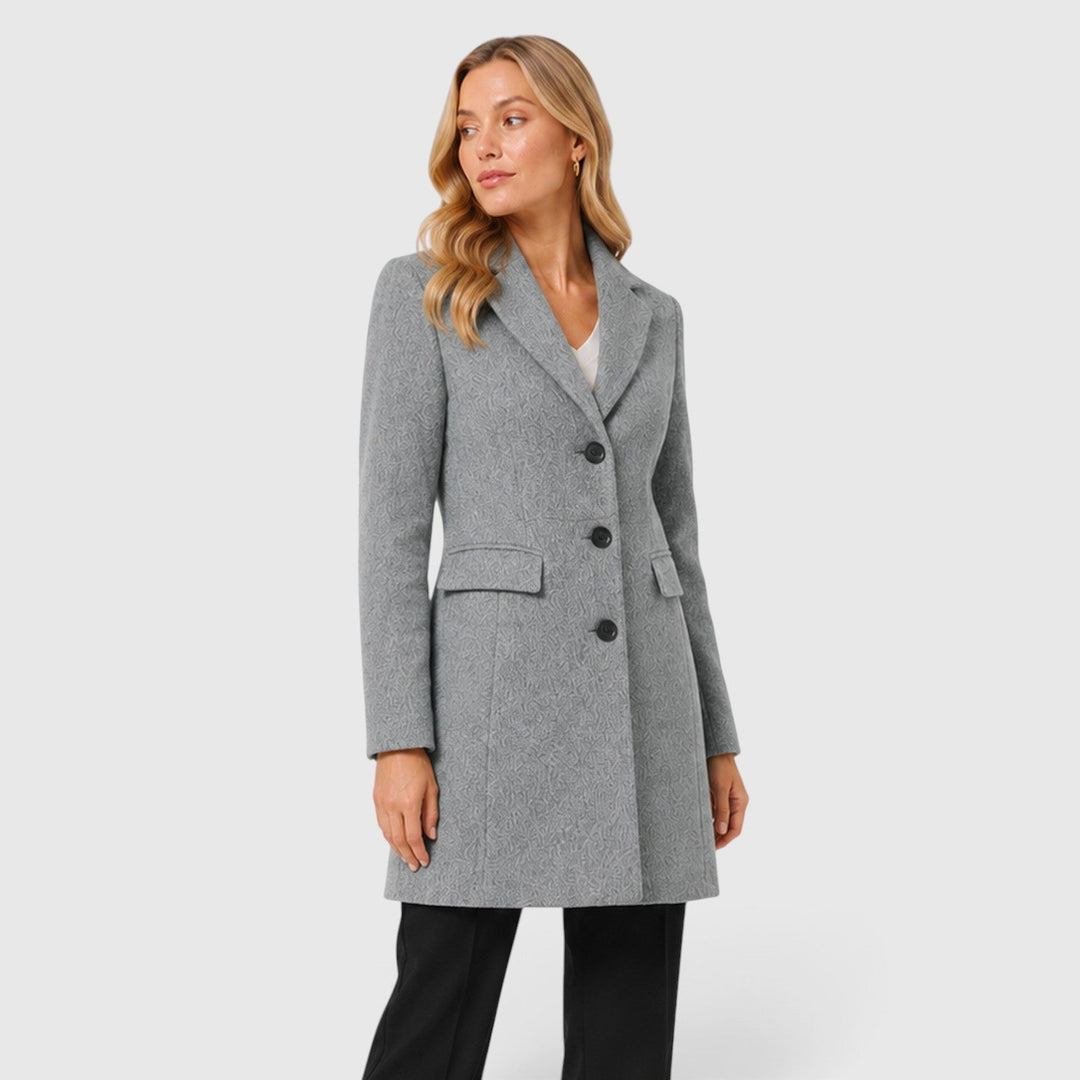 Women's Classic Wool Blend Tailored Fit Winter Coat with Lapel