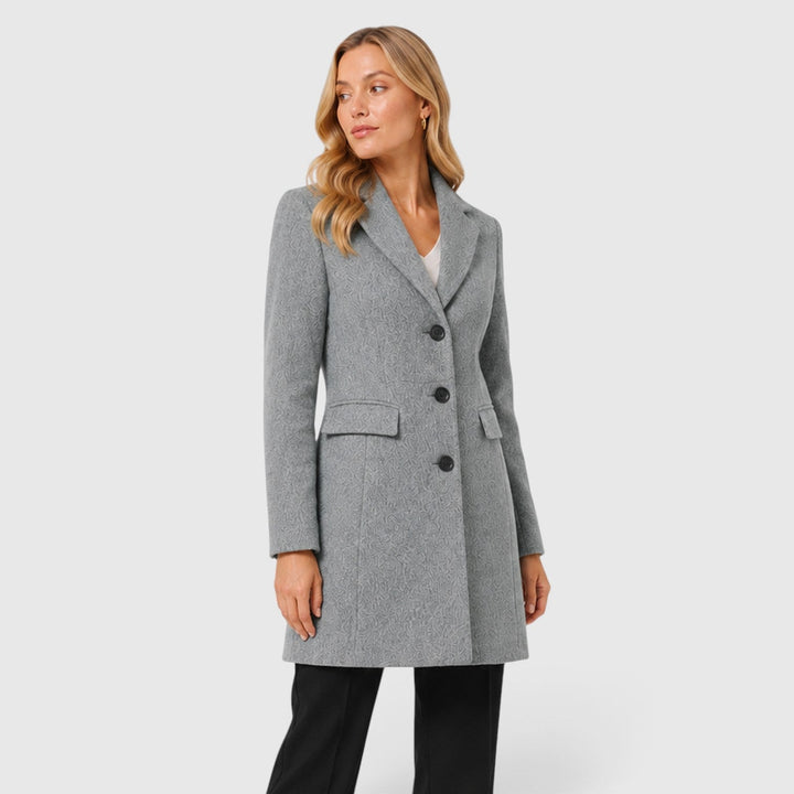 Women's Classic Wool Blend Tailored Fit Winter Coat with Lapel