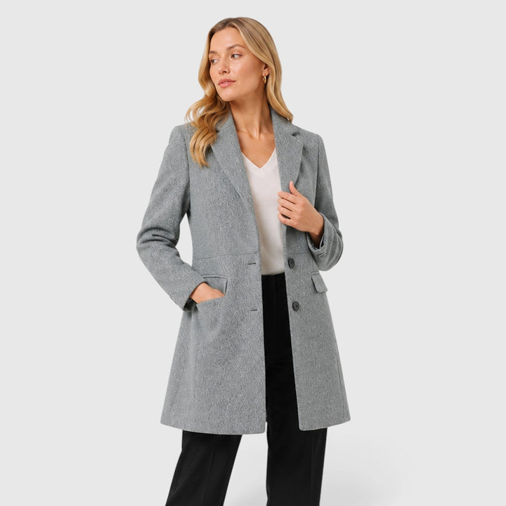 Women's Classic Wool Blend Tailored Fit Winter Coat with Lapel