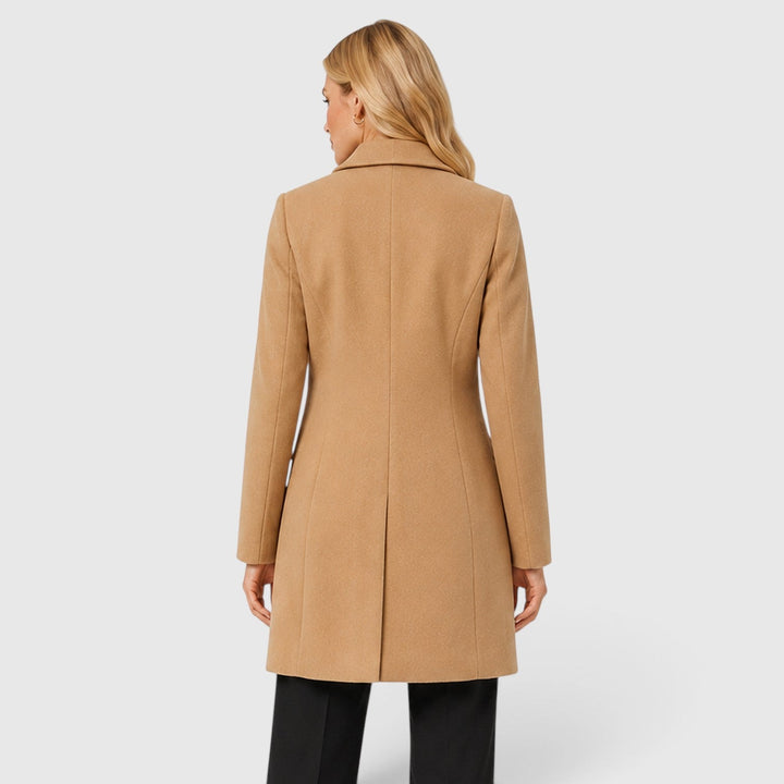 Women's Classic Wool Blend Tailored Fit Winter Coat with Lapel