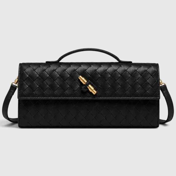 Women's Elegant Leather Woven Shoulder Clutch Bag