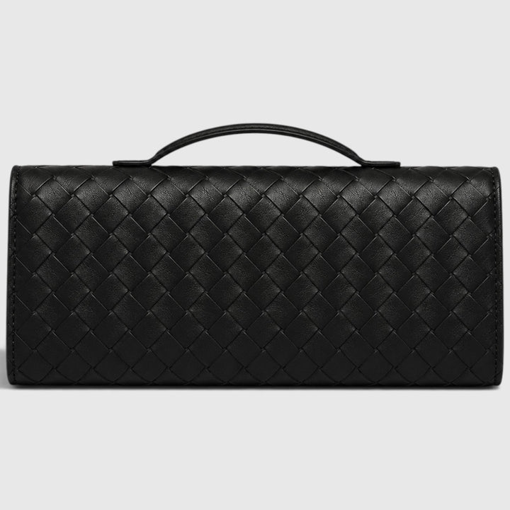 Women's Elegant Leather Woven Shoulder Clutch Bag