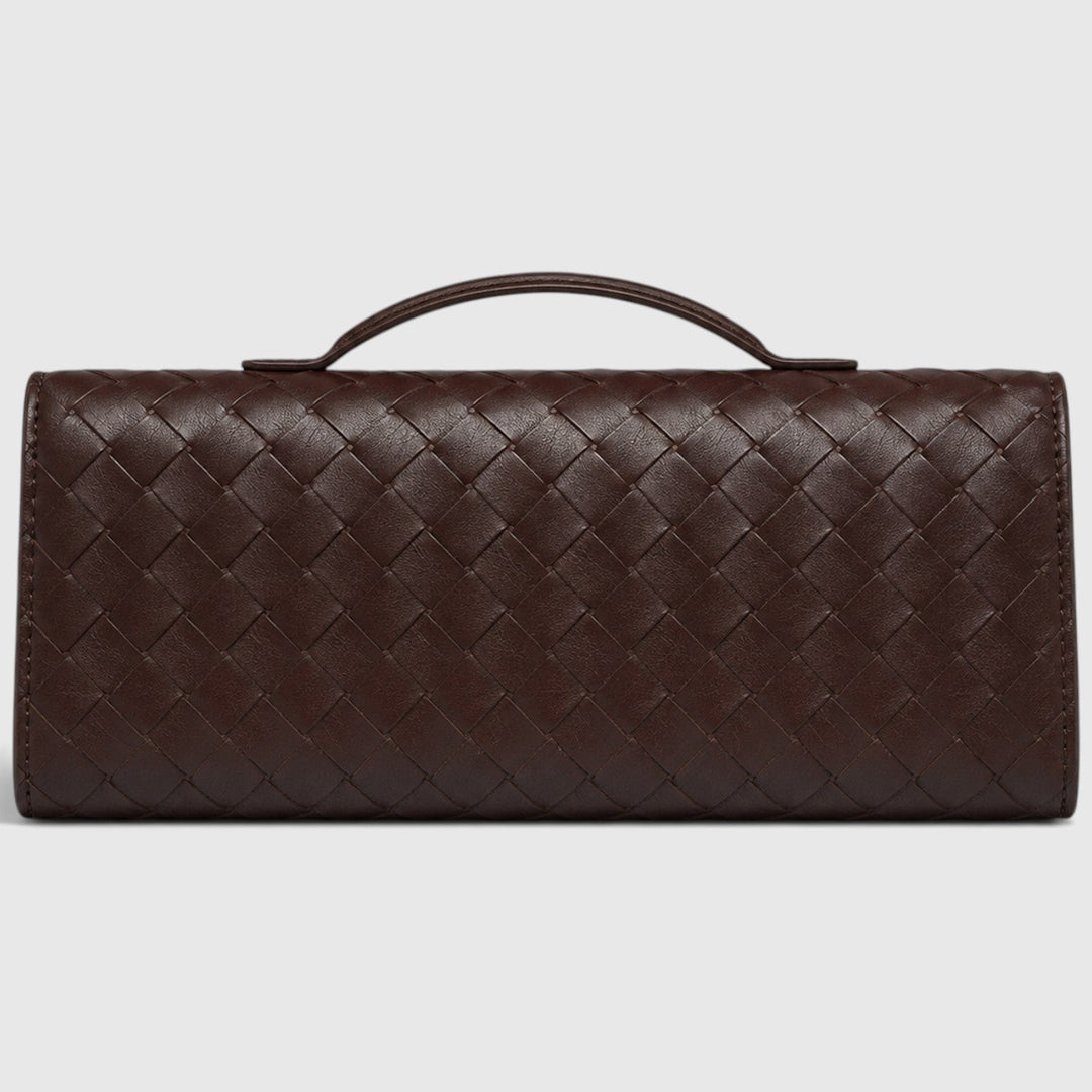 Women's Elegant Leather Woven Shoulder Clutch Bag