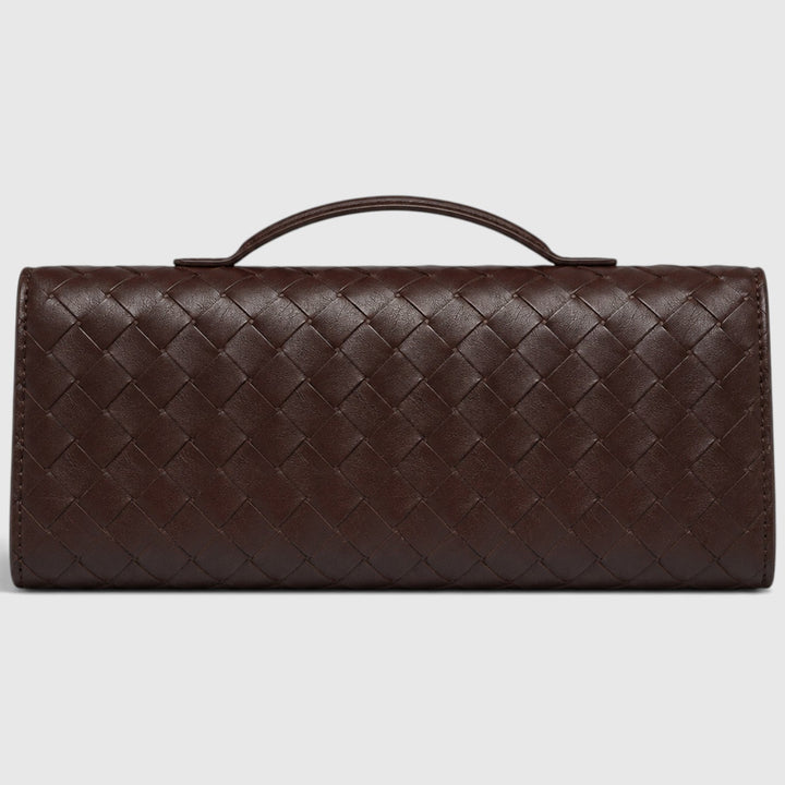 Women's Elegant Leather Woven Shoulder Clutch Bag