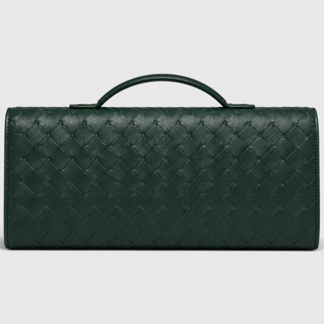 Women's Elegant Leather Woven Shoulder Clutch Bag