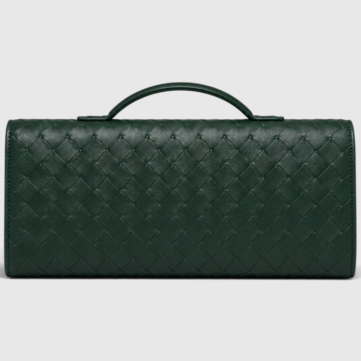 Women's Elegant Leather Woven Shoulder Clutch Bag