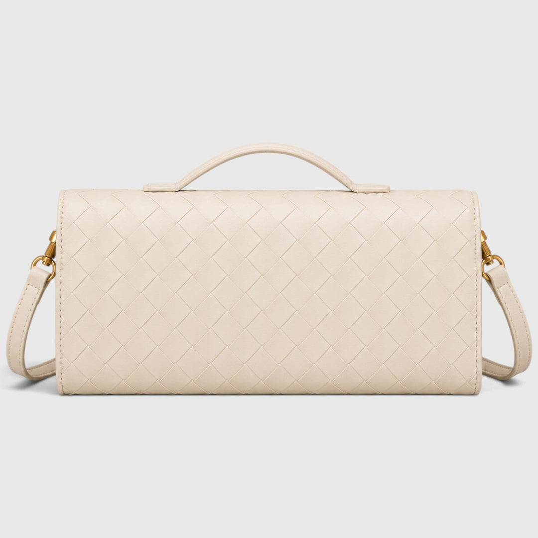 Women's Elegant Leather Woven Shoulder Clutch Bag
