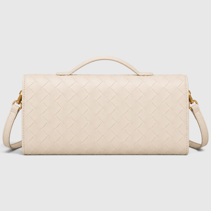 Women's Elegant Leather Woven Shoulder Clutch Bag