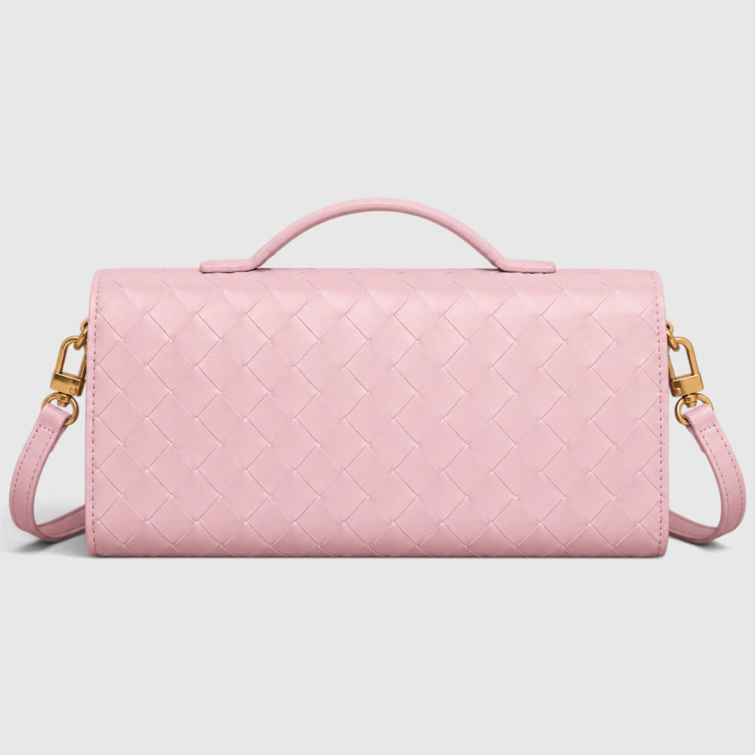 Women's Elegant Leather Woven Shoulder Clutch Bag