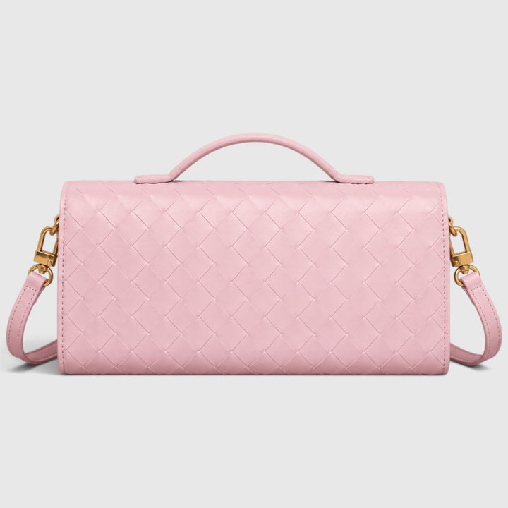 Women's Elegant Leather Woven Shoulder Clutch Bag