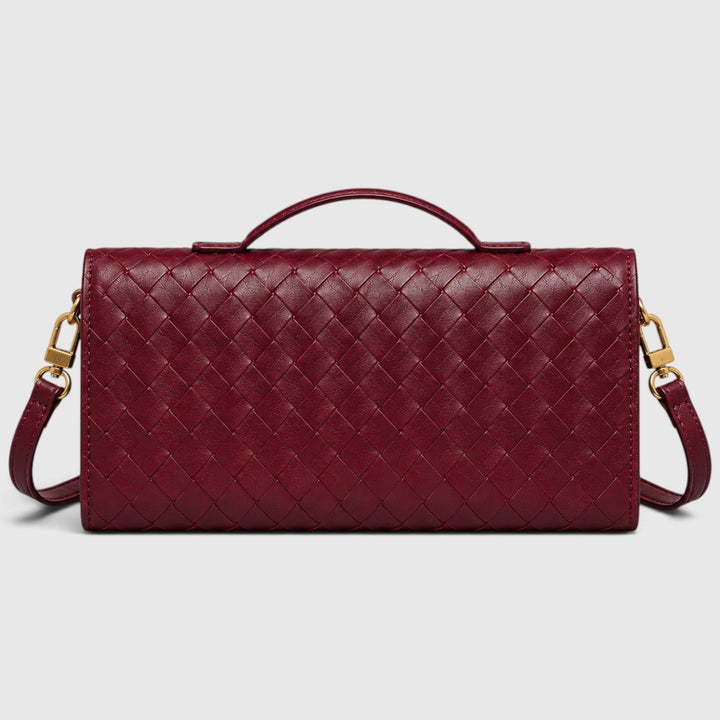 Women's Elegant Leather Woven Shoulder Clutch Bag