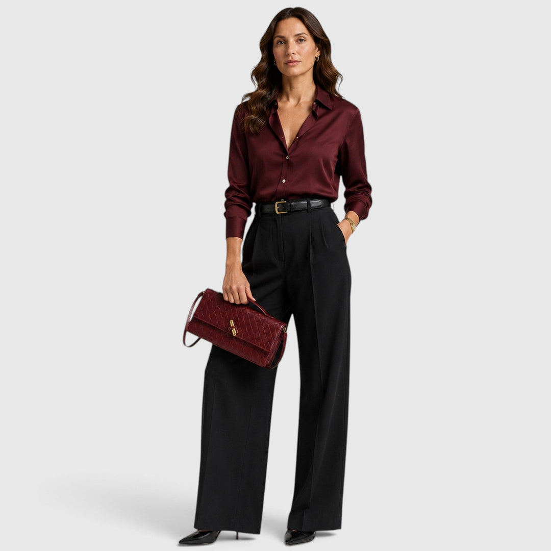 Women's Elegant Leather Woven Shoulder Clutch Bag