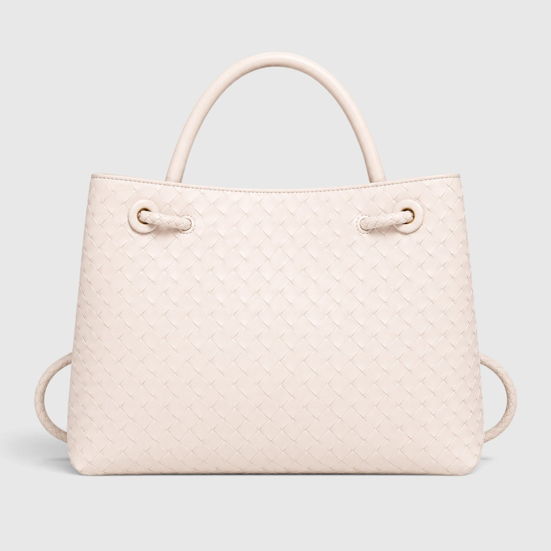 Women's Elegant Vegan Leather Woven Tote Bag