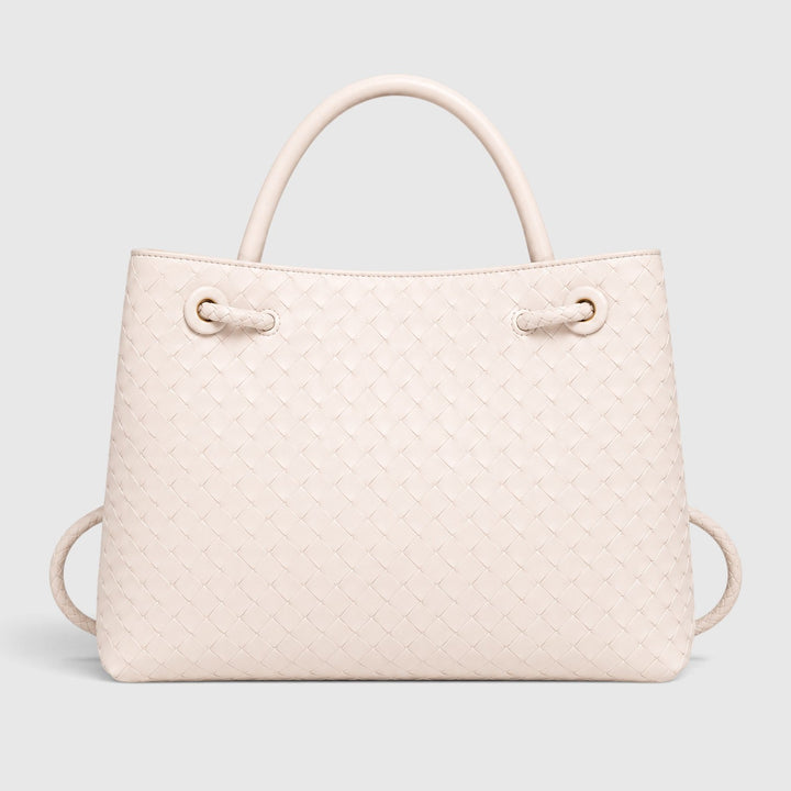Women's Elegant Vegan Leather Woven Tote Bag